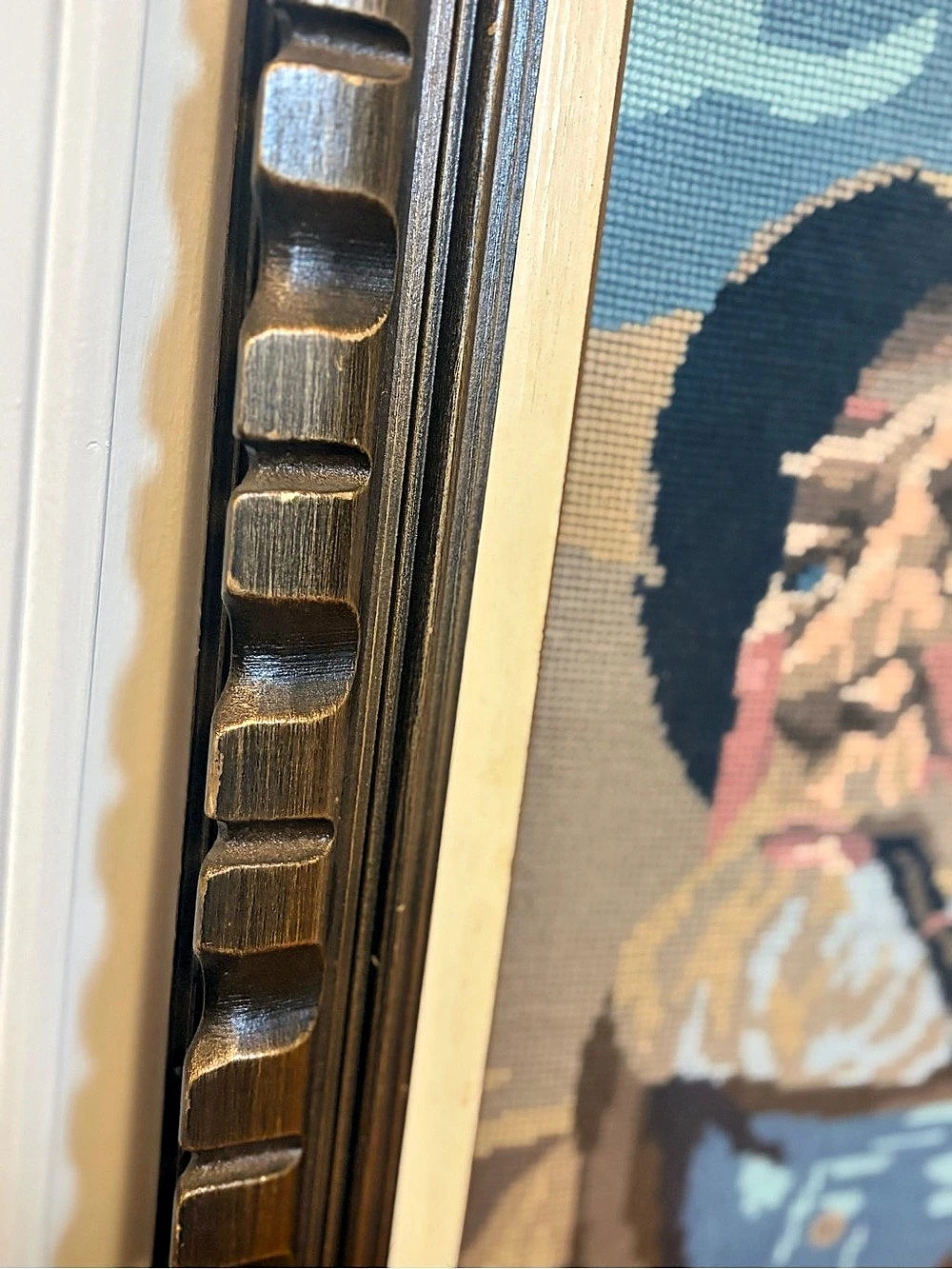 Vintage Needlepoint Fisherman Portrait - Picture 5 of 5